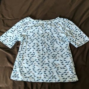 Blue bird patterned women's top